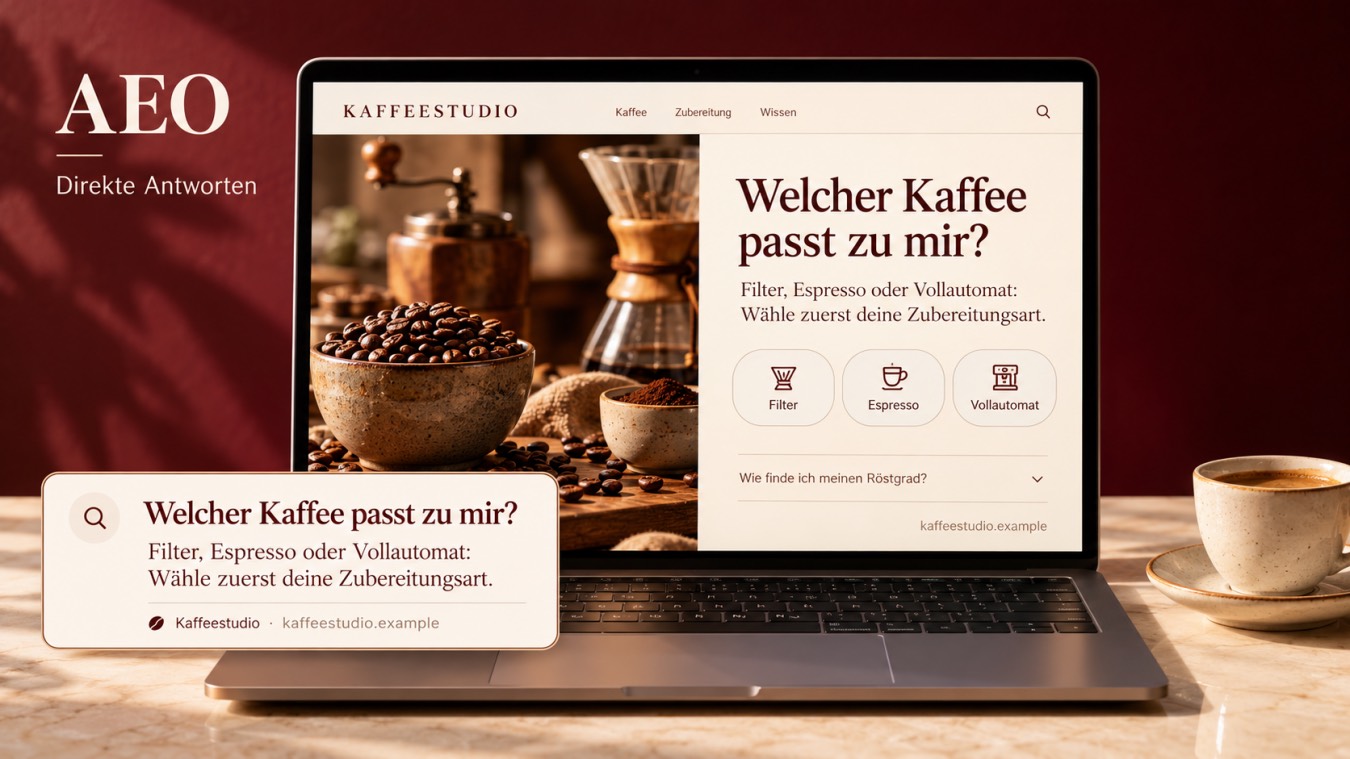 Leistungsillustration: Antwortkarte zu einem Kaffee-Ratgeber