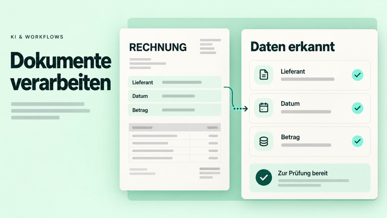 Leistungsillustration: Datenverarbeitung aus Rechnungen und Dokumenten