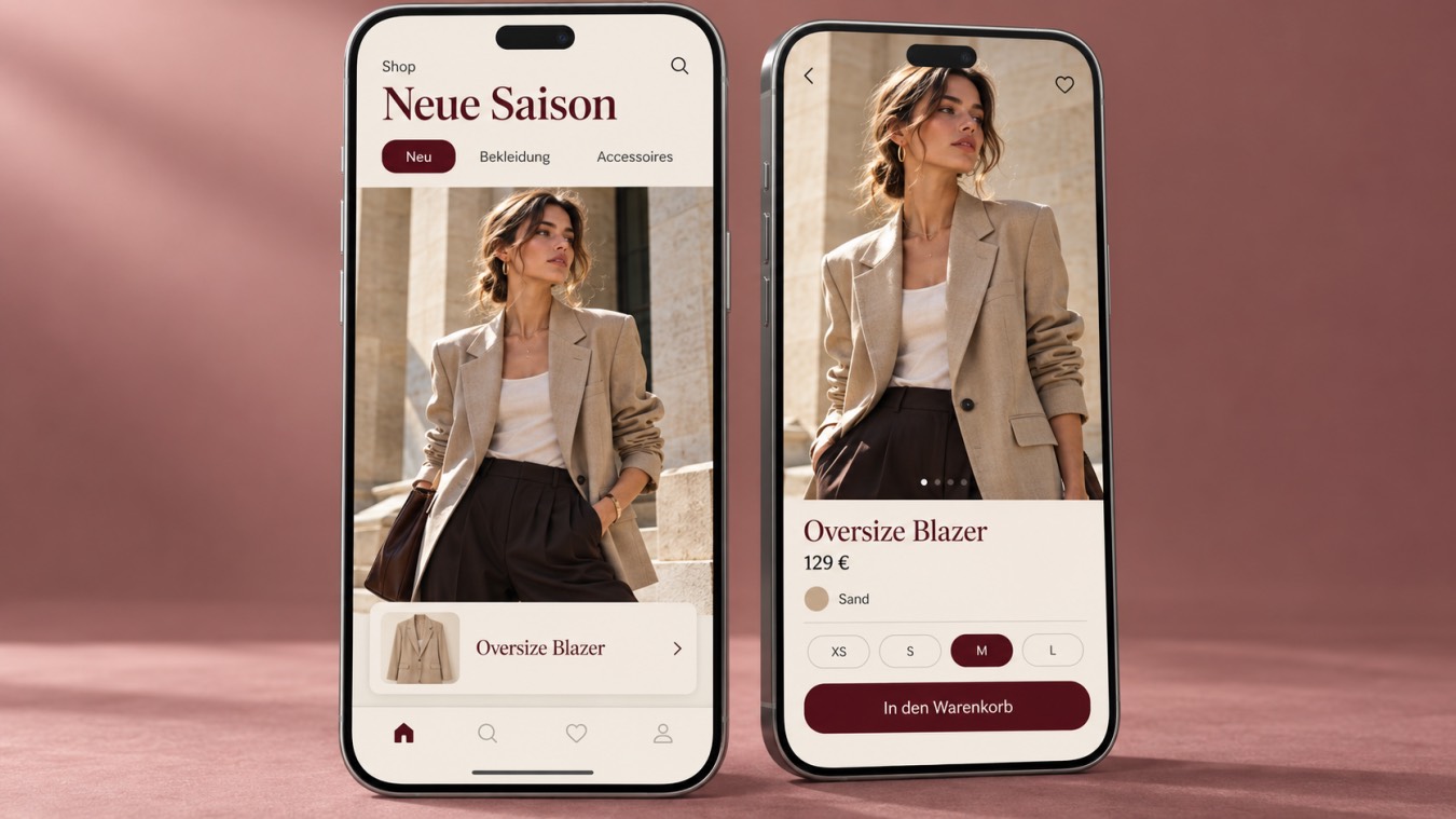Leistungsillustration: Fashion-App mit Blazer-Auswahl