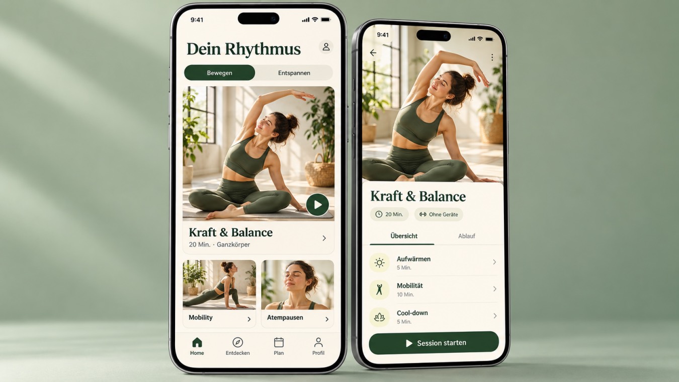 Leistungsillustration: Fitness-App mit Trainingskursen