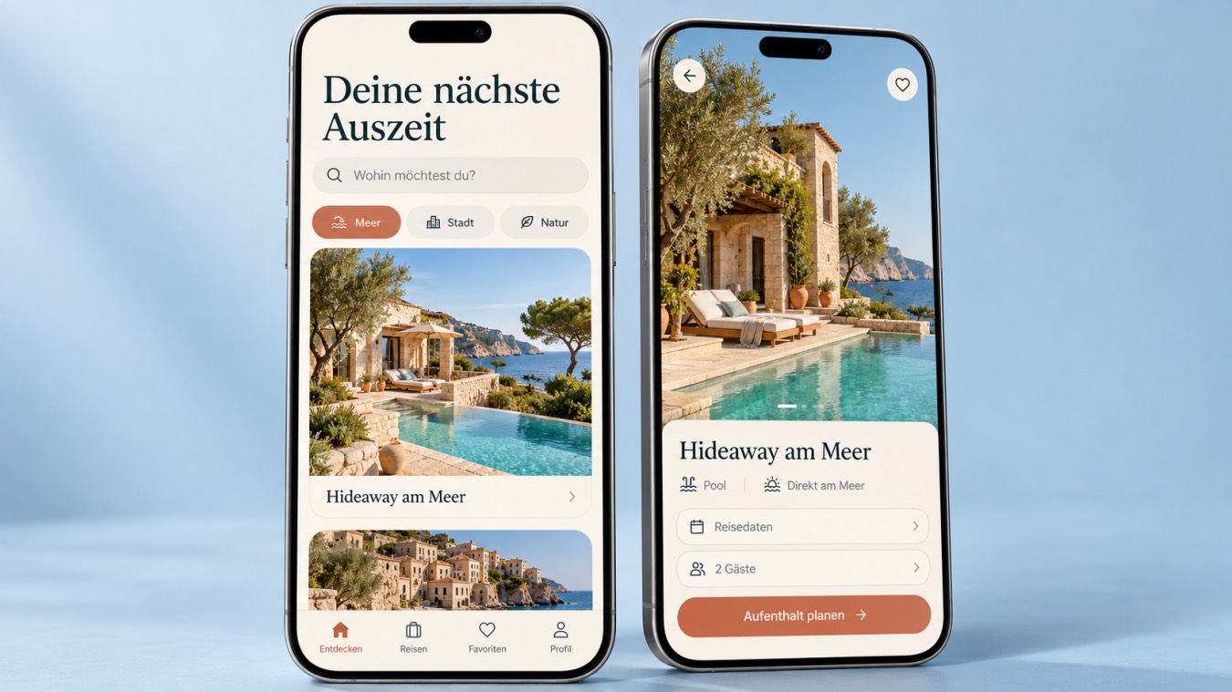 Leistungsillustration: Reise-App zur Unterkunftssuche