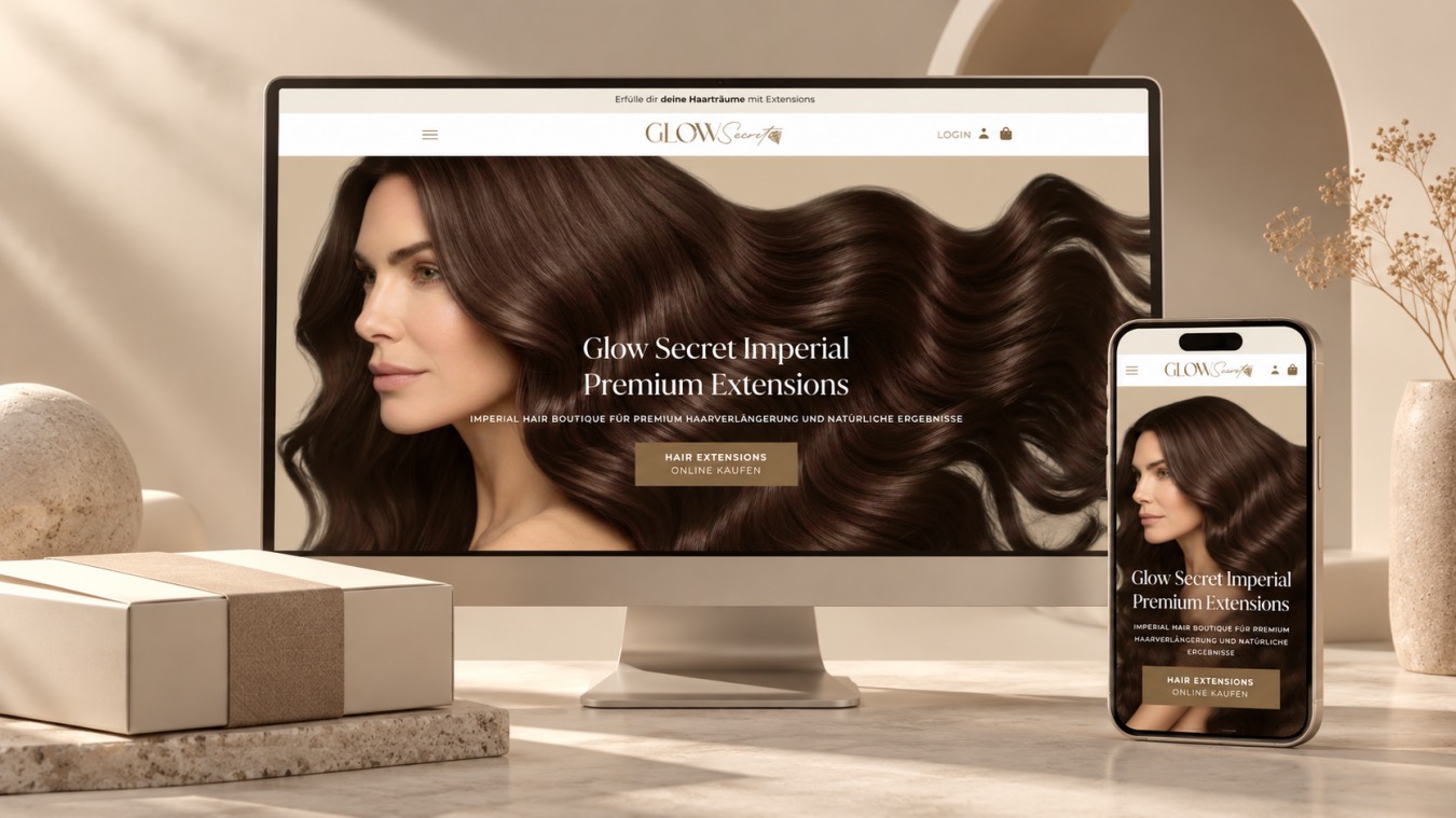 Leistungsvisualisierung: Online-Shop für Glow Secret Haar-Extensions