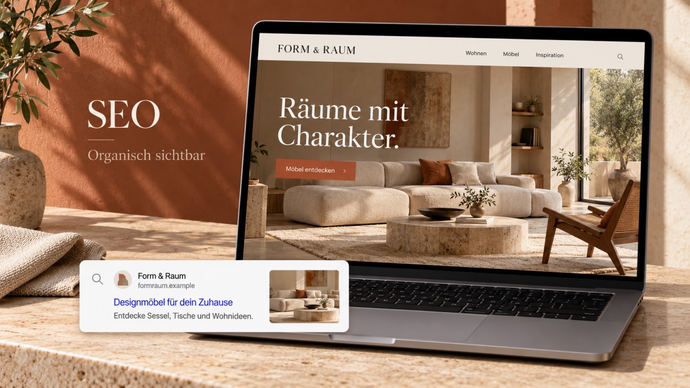 Leistungsvisualisierung: Beispiel einer Interior-Website mit Suchergebnis